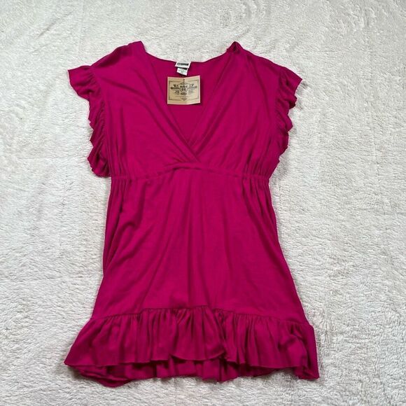 NWT Vintage Y2K Route 66 Women’s Pink Girly Ruffled V Neck Blouse - Picture 1 of 6